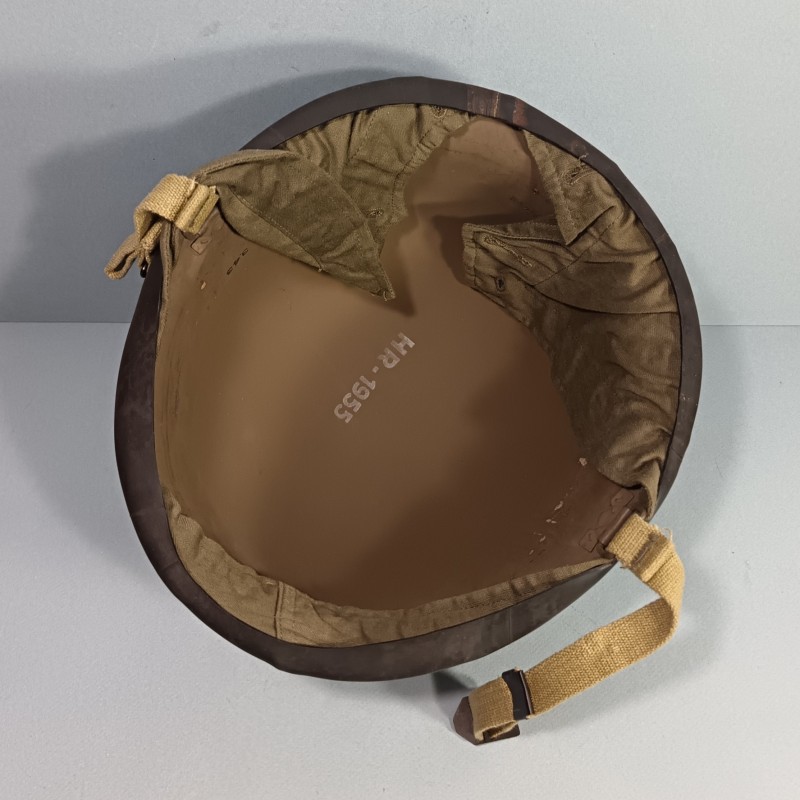 CASQUE FRANCAIS MODELE 1951 AVEC CAMOUFLAGE CAPUCHE KAKI MODELE 47 CASQUE LOURD H.R. 1955 + LINER FRANCK 1953
